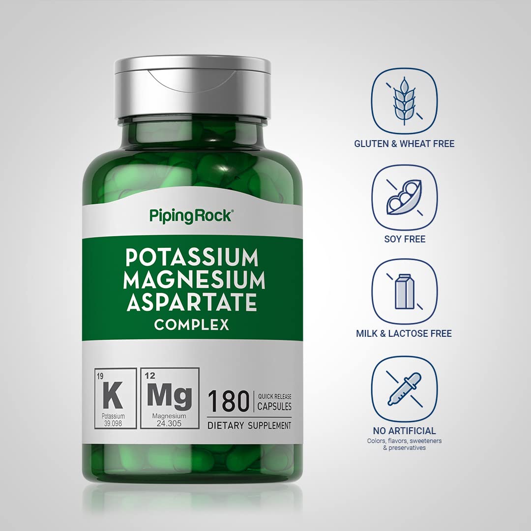 Piping Rock Potassium Magnesium Aspartate Supplement Capsule, 180 Count
