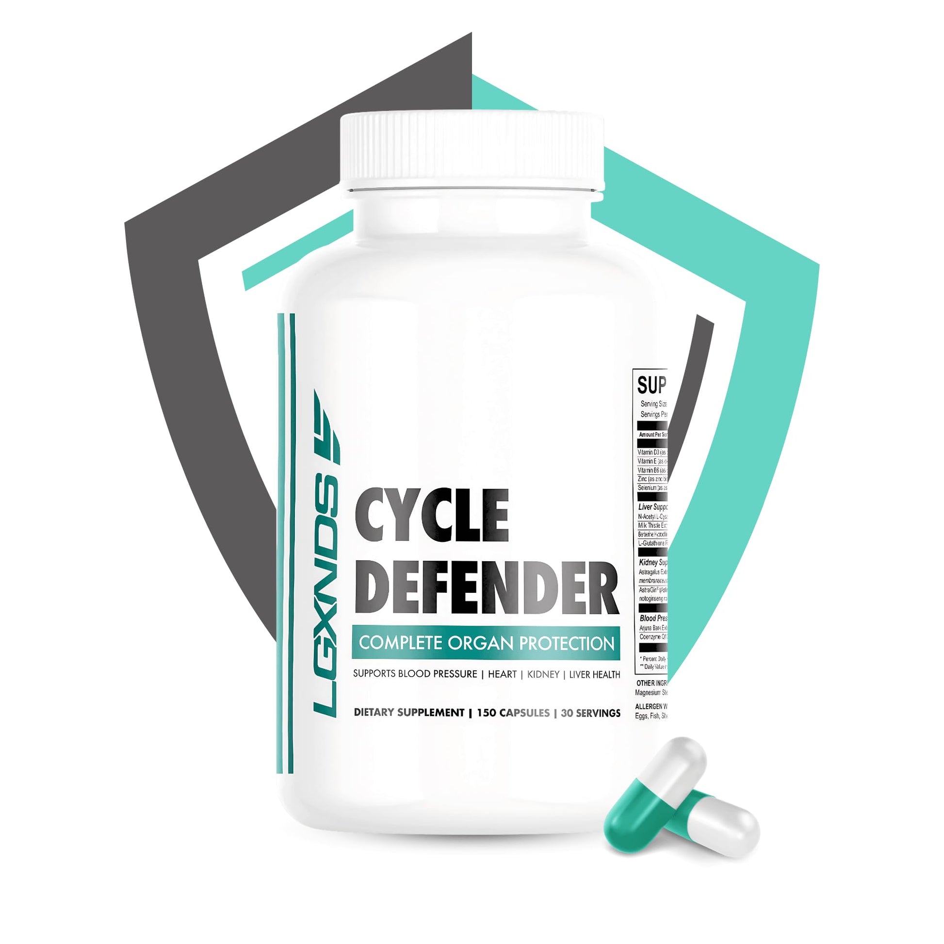 Generic LGXNDS Cycle Defender Organ Superfood Liver, Kidney & Heart Health Supplement with NAC, Milk Thistle, CoQ10 & Astragalus for Detox, Immunity & Blood Pressure Support, On/Off Cycle, 1 Capsule