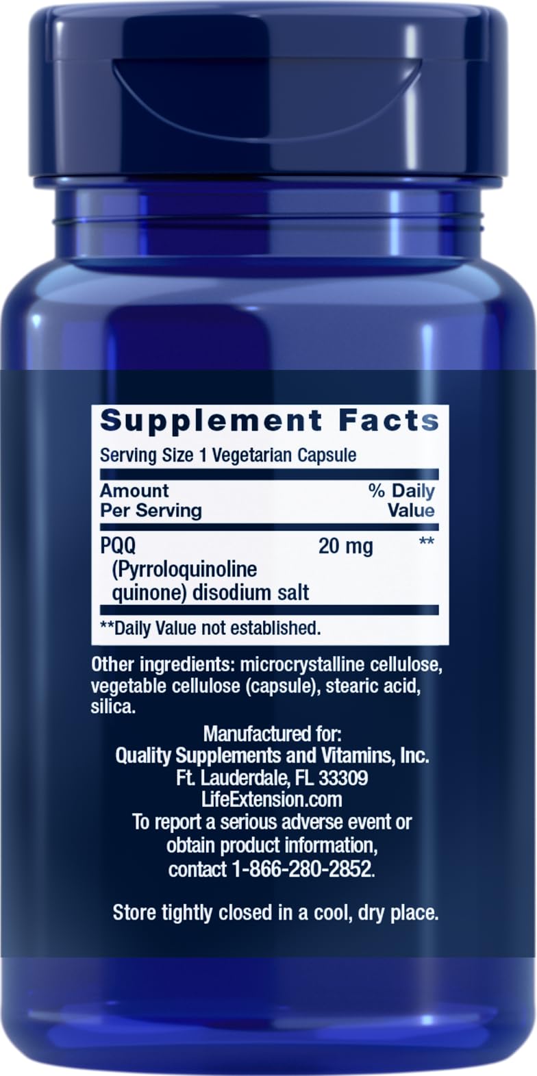 Life Extension PQQ (Pyrroloquinoline Quinone) 20 mg Vegetarian Capsules, 60 Count