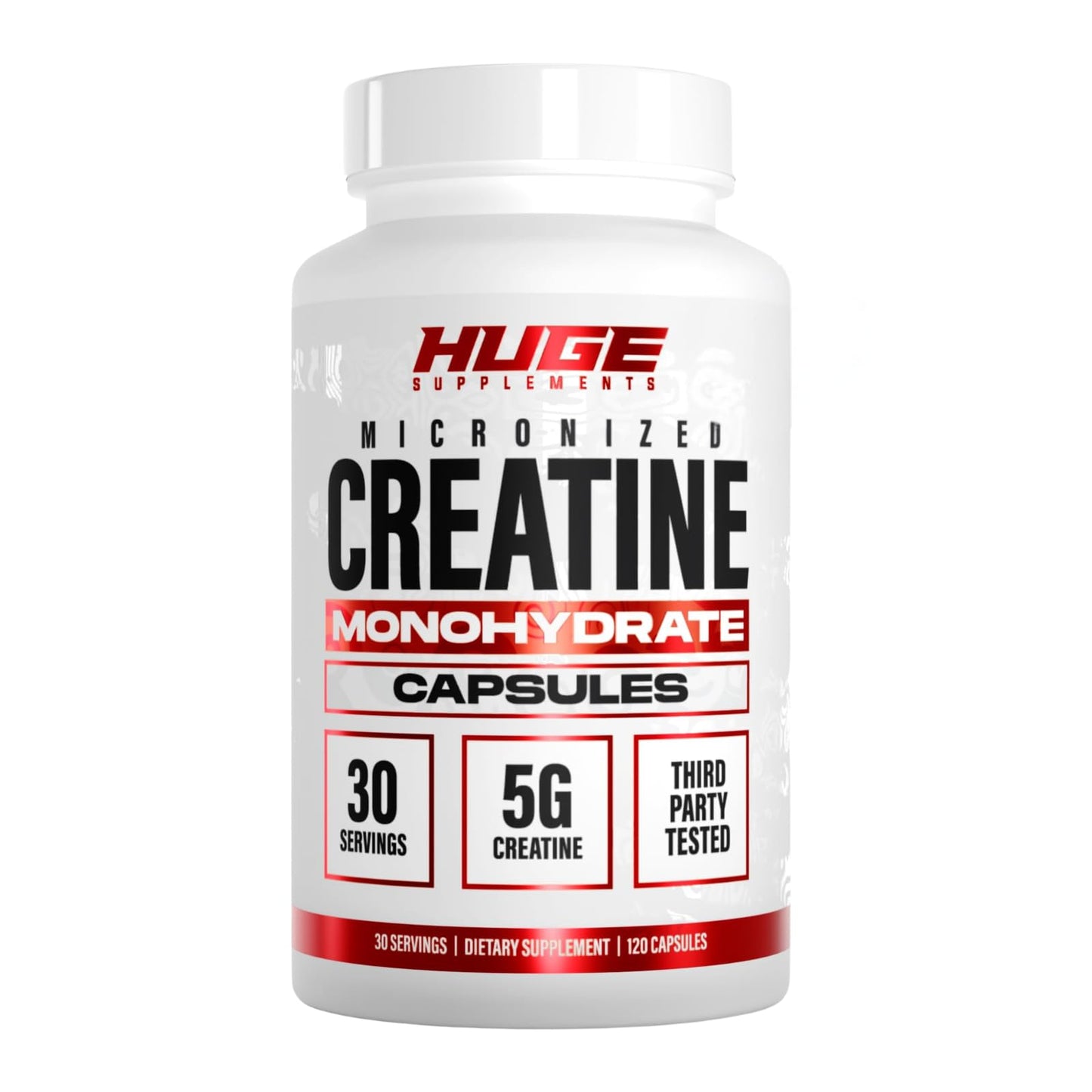 Huge Supplements Creatine Monohydrate Capsules, 150 Capsules