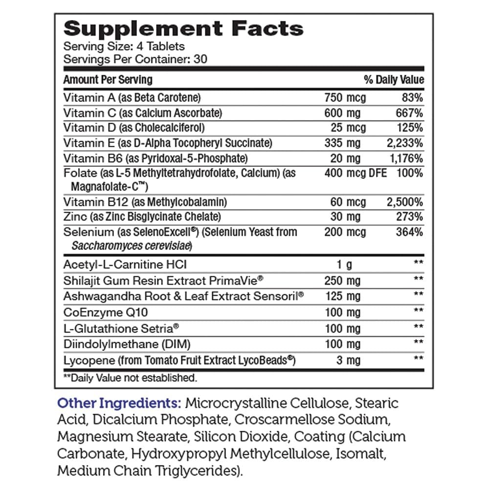 Zahler Male Vitality+ and Fertility Supplements 120 Tablets
