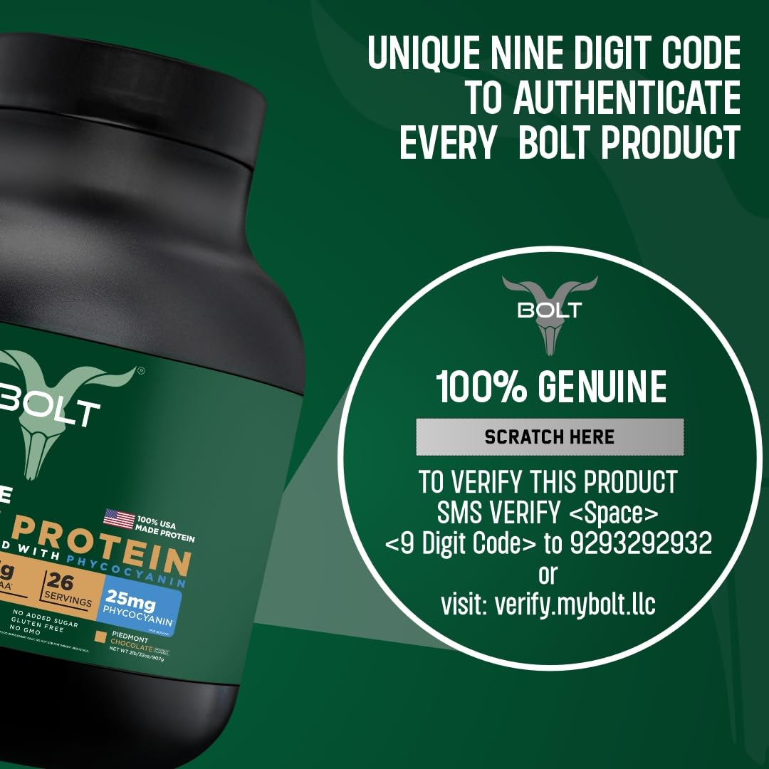 Bolt Nutrition Biozyme Plant Protein Powder, 2 lb, Piedmont Chocolate