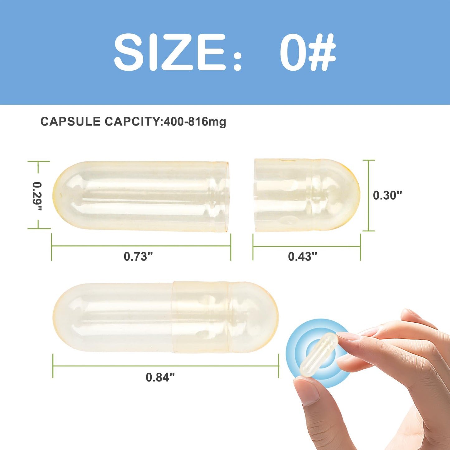 VGTPC Size 0 Pure Gelatin Empty Capsules 5000 Count