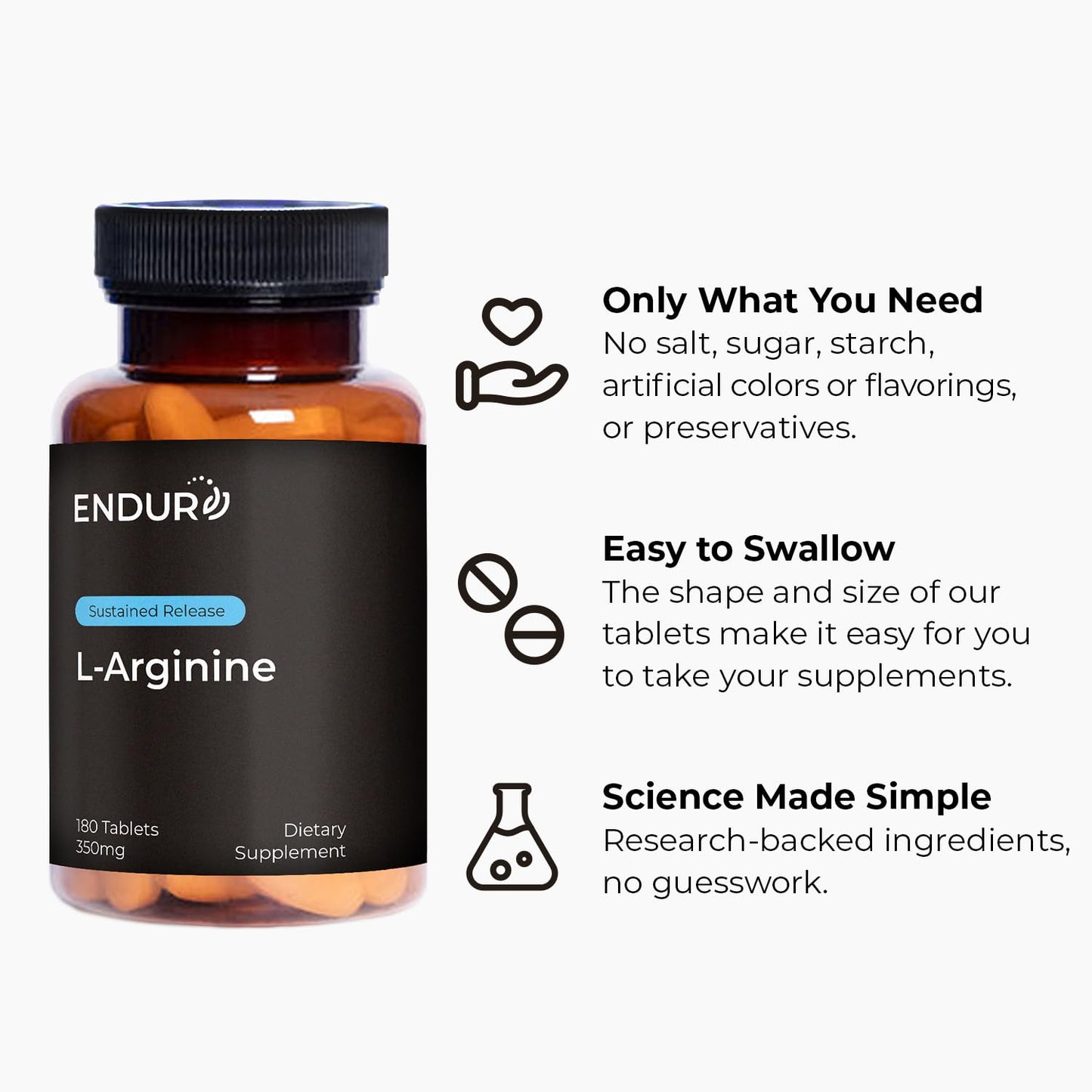 Endurance Products ENDUR L-Arginine 350 mg Tablet, 180 Tablets