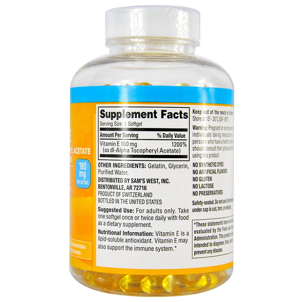 Member's Mark Vitamin E 180mg Softgels 500