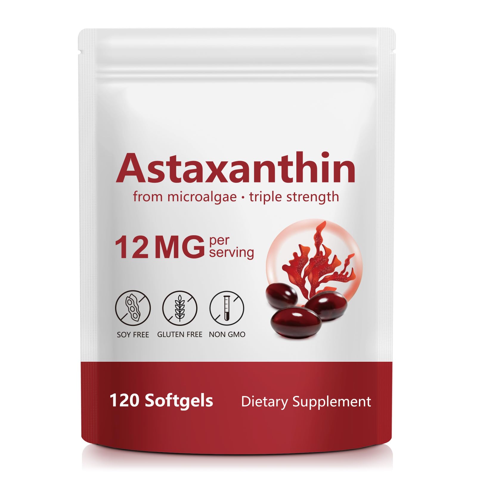 AIQIUSHA Astaxanthin Supplements 12mg with Coconut Oil Gummies 120 Count