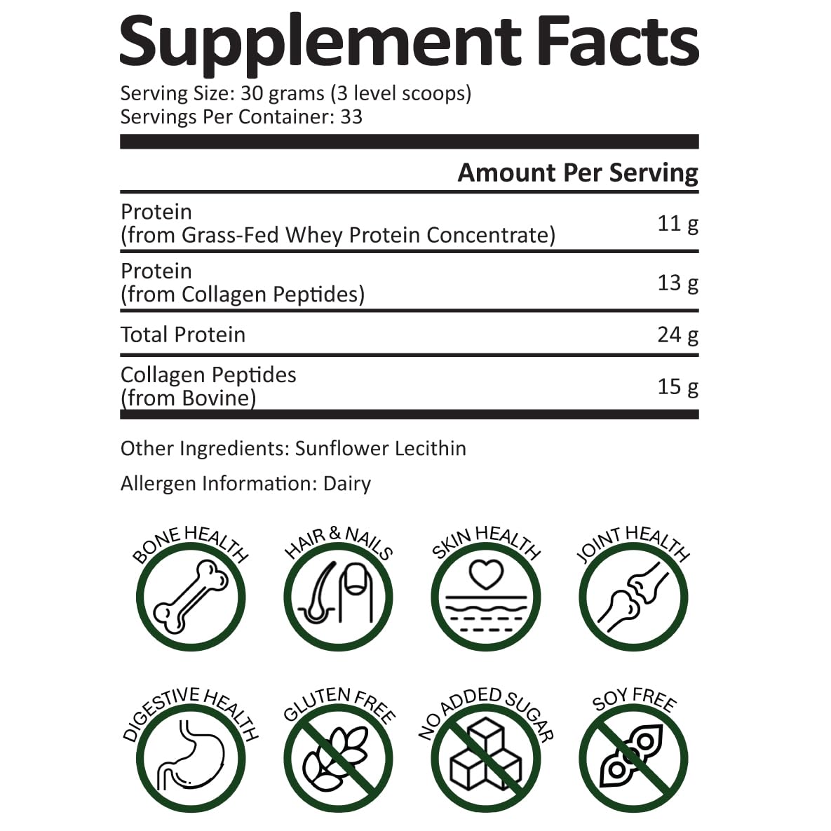 Survival Grocery Grass-Fed Whey Protein & Collagen Peptides (Types I & III) Powder, 2.2 lb