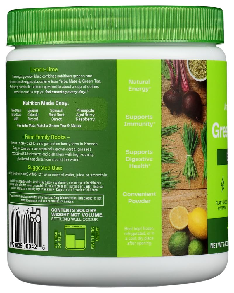 Amazing Grass Energy Green Superfood Powder Lemon Lime Flavor, 7.4 Ounce