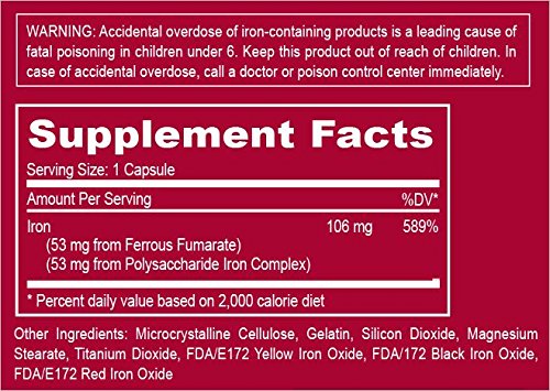 Tandem Iron 106 mg Elemental Iron Capsules 90 Count