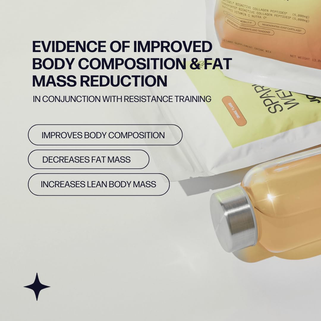 Sparkle Wellness BODYBALANCE Bioactive Collagen Peptides Collagen Powder Supplement with Hydrolyzed Collagen Peptides & Buffered Vitamin C, Muscle Boost (Orange), 30 Servings