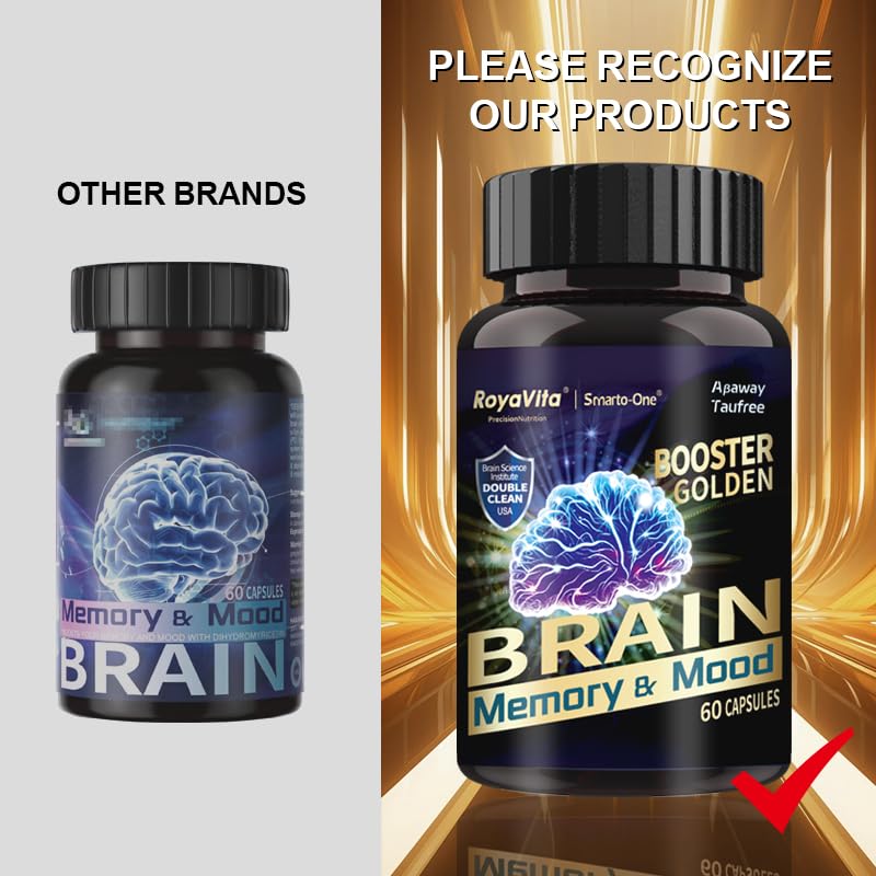 RoyaVita Smarto-One Brain Nutrition Proprietary Blend(DHMP) Nootropic Brain Supplement for Memory, Mental Alertness, Focus & Mental Clarity, Phosphatidylserine, Vitamin B6 Capsules, 120