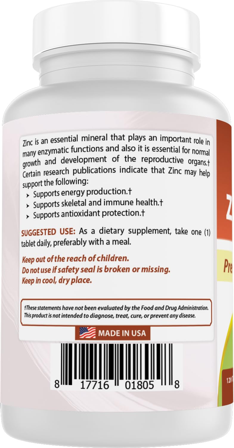 Best Naturals Zinc 30mg Supplements (as Zinc Citrate) - Zinc Vitamins for Adults Immune Support - 240 Tablets
