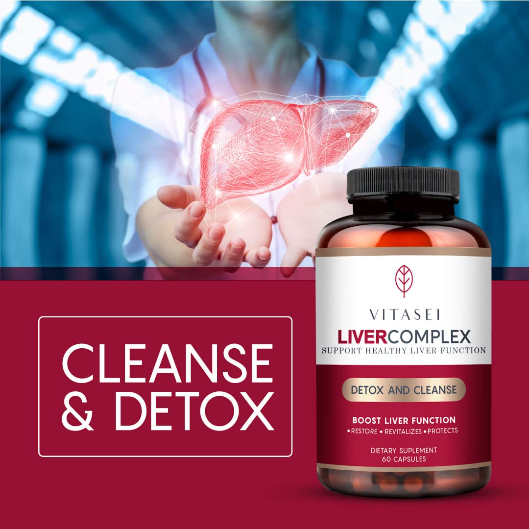 VITASEI Liver Cleanse Detox & Repair Liver Complex with Milk Thistle Extract, Garcinia & Curcumin C3, 120 Capsules