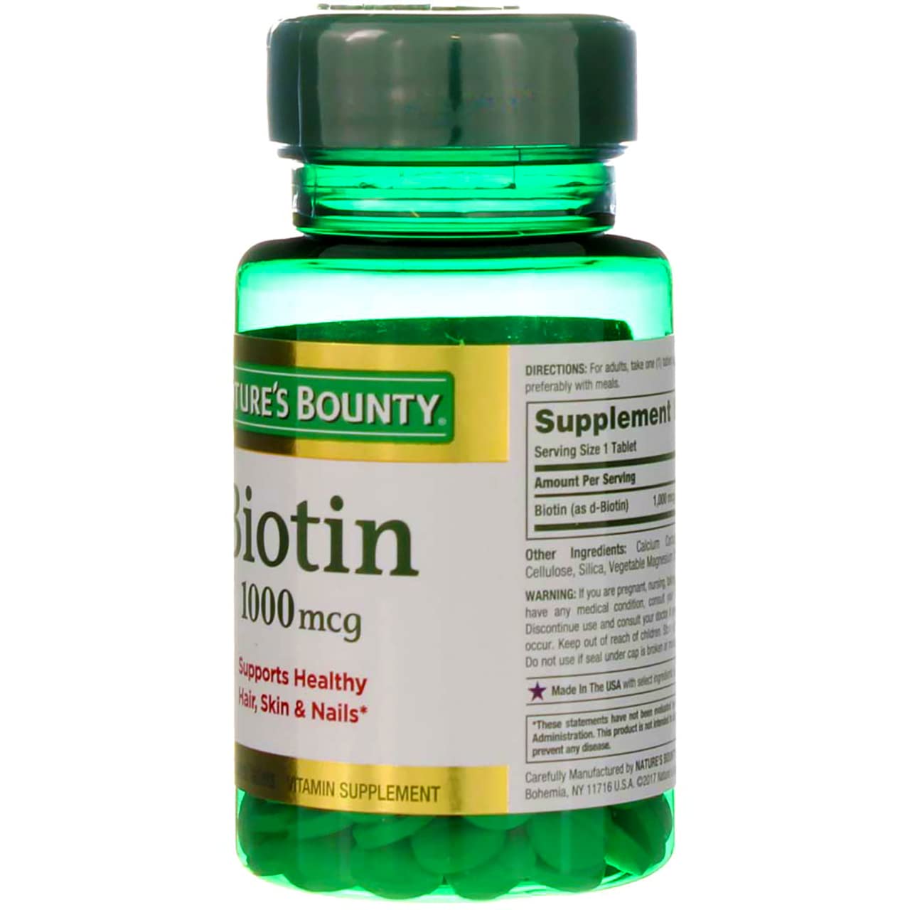 Nature's Bounty Biotin Coated Tablets 1000 mcg, 100 Tablets