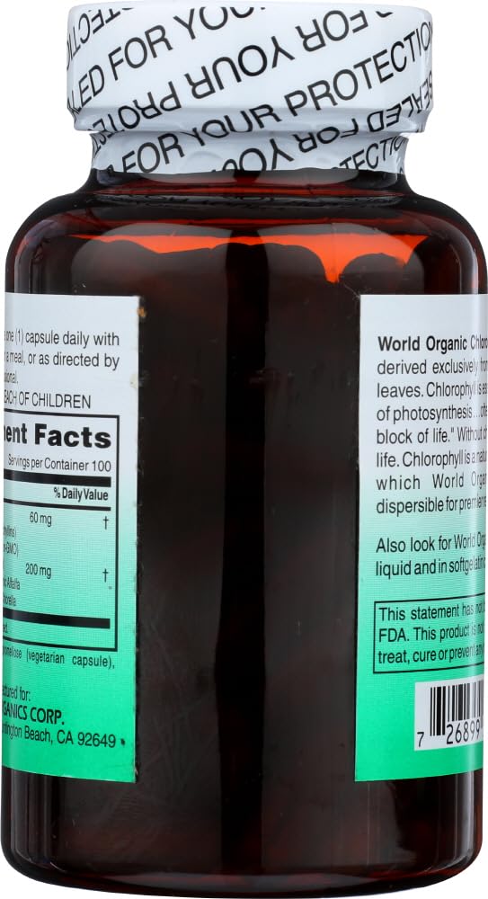 World Organic Chlorophyll 60MG Capsule 100 Count