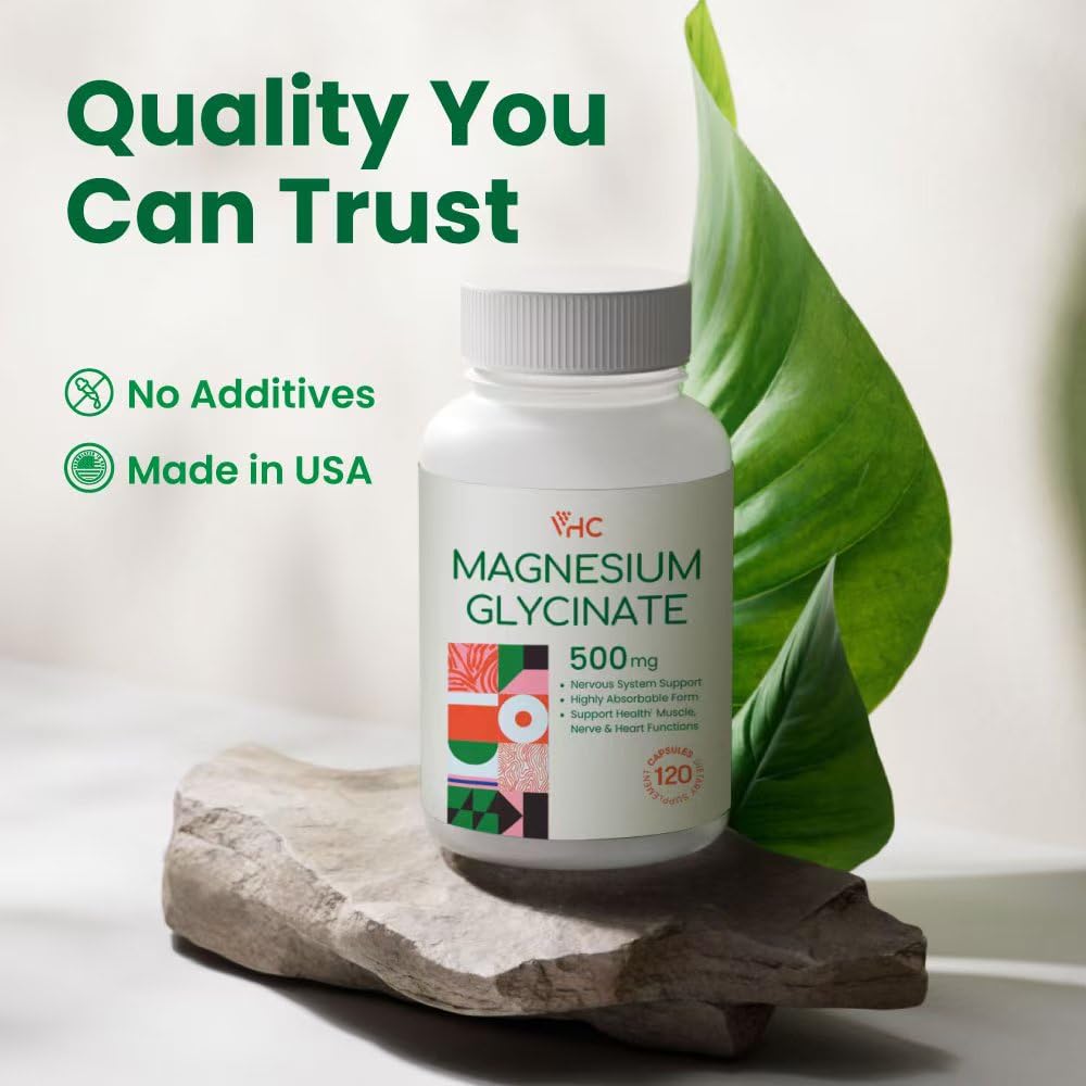 VHC Magnesium Glycinate 500mg Supplement Capsules, 120 Capsules