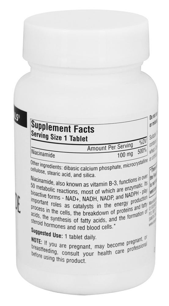 Source Naturals Niacinamide B-3 100mg Metabolic Support, 250 Tablets