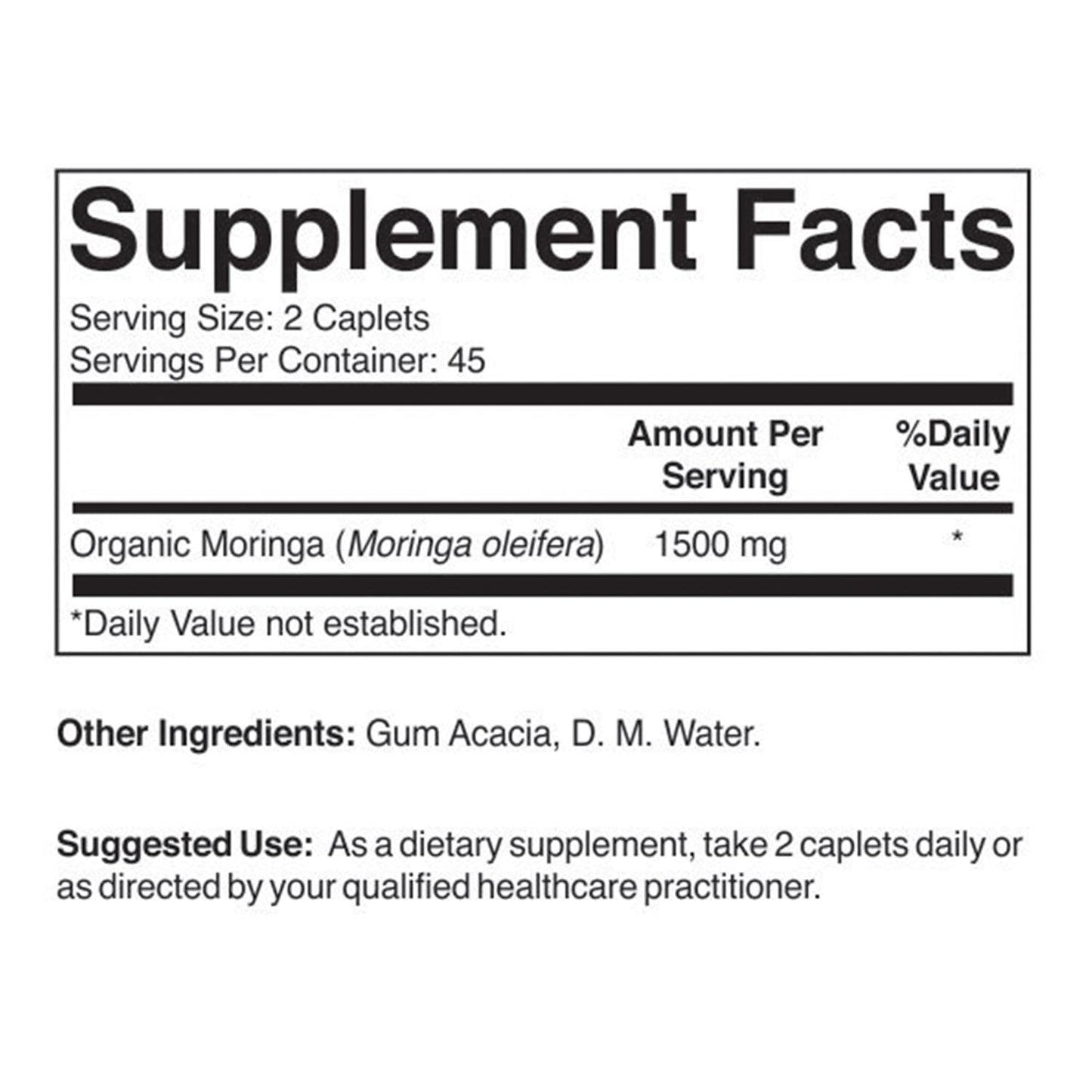 Brieofood Organic Moringa 1500mg Tablets, 90 Count