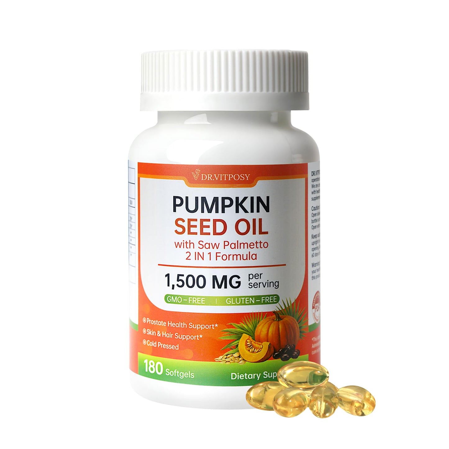 DR.VITPOSY Pumpkin Seed Oil with Saw Palmetto Softgels 180