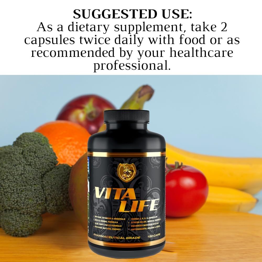 Royal Sports Nutrition Vita Life Complete Multivitamin & Mineral + COQ-10, EFA, Veggies & Herbs Blend Capsules 150