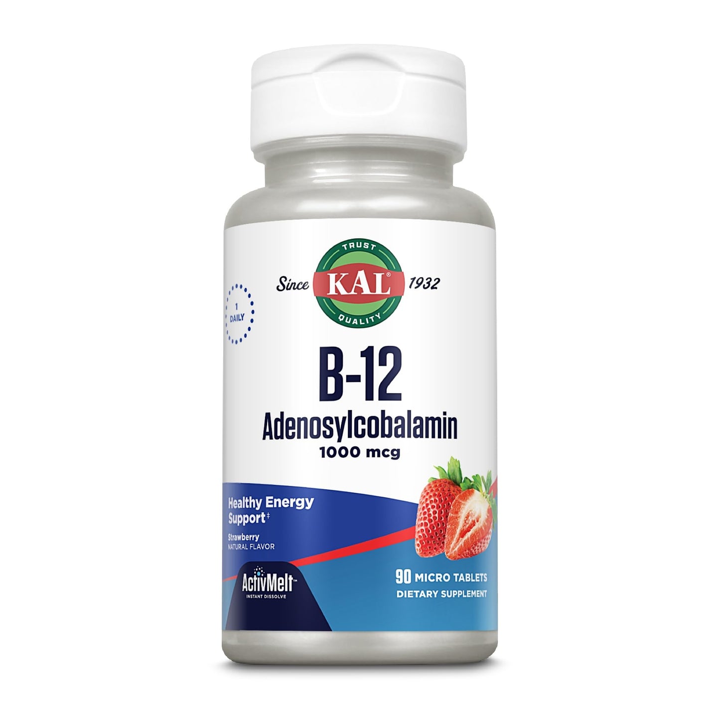 KAL Vitamin B12 Adenosylcobalamin 1000 mcg Lozenges, 90 Count