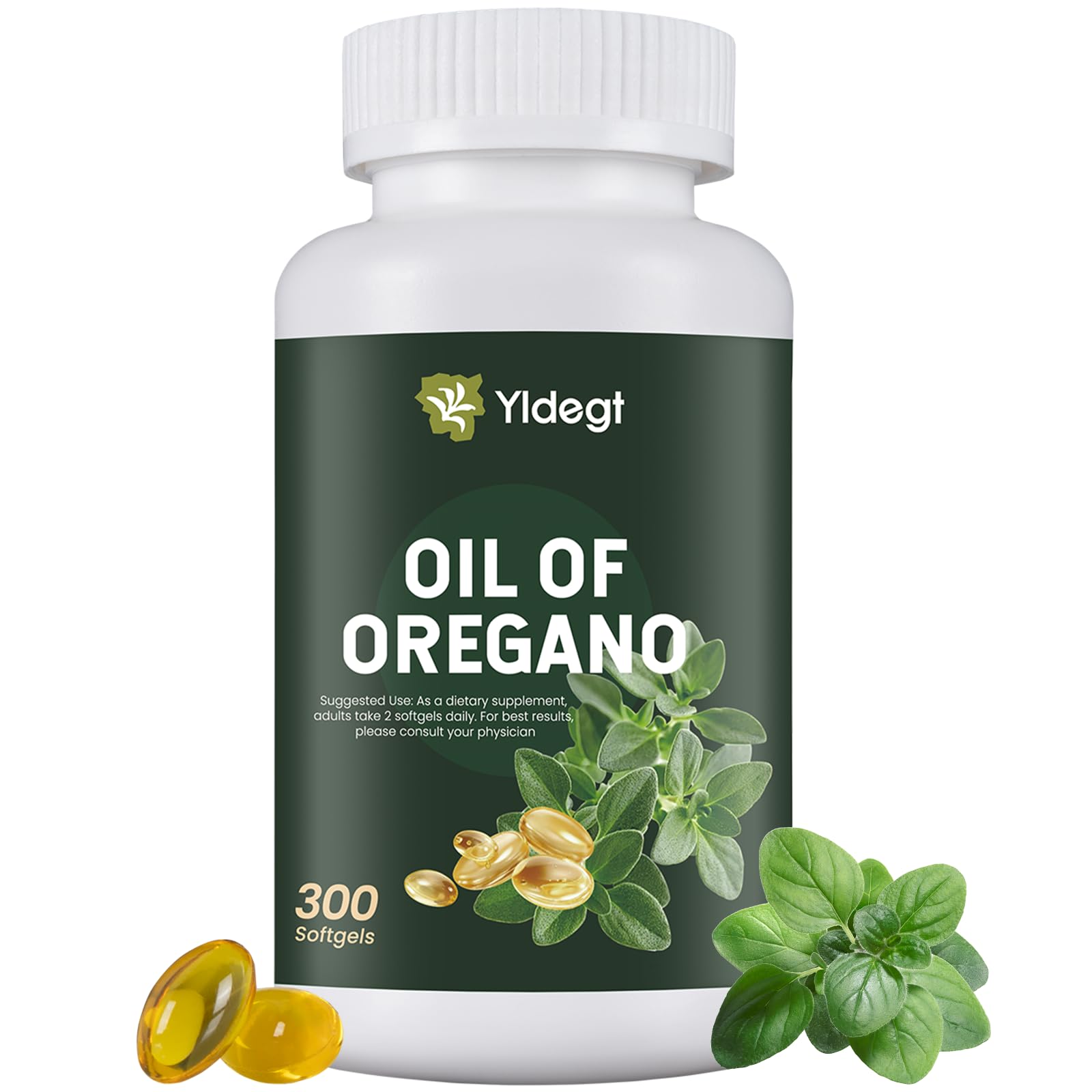 Yldegt Organic Oil of Oregano Softgels with Black Seed Oil 300 Capsules