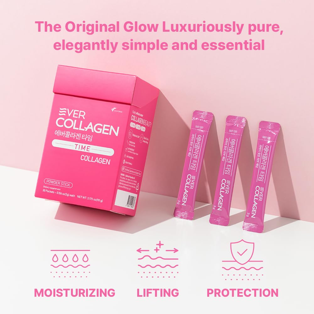 EVER COLLAGEN TIME NEWTREE Low Molecular Multi Marine Collagen Peptides Protein Powder 90 Packets