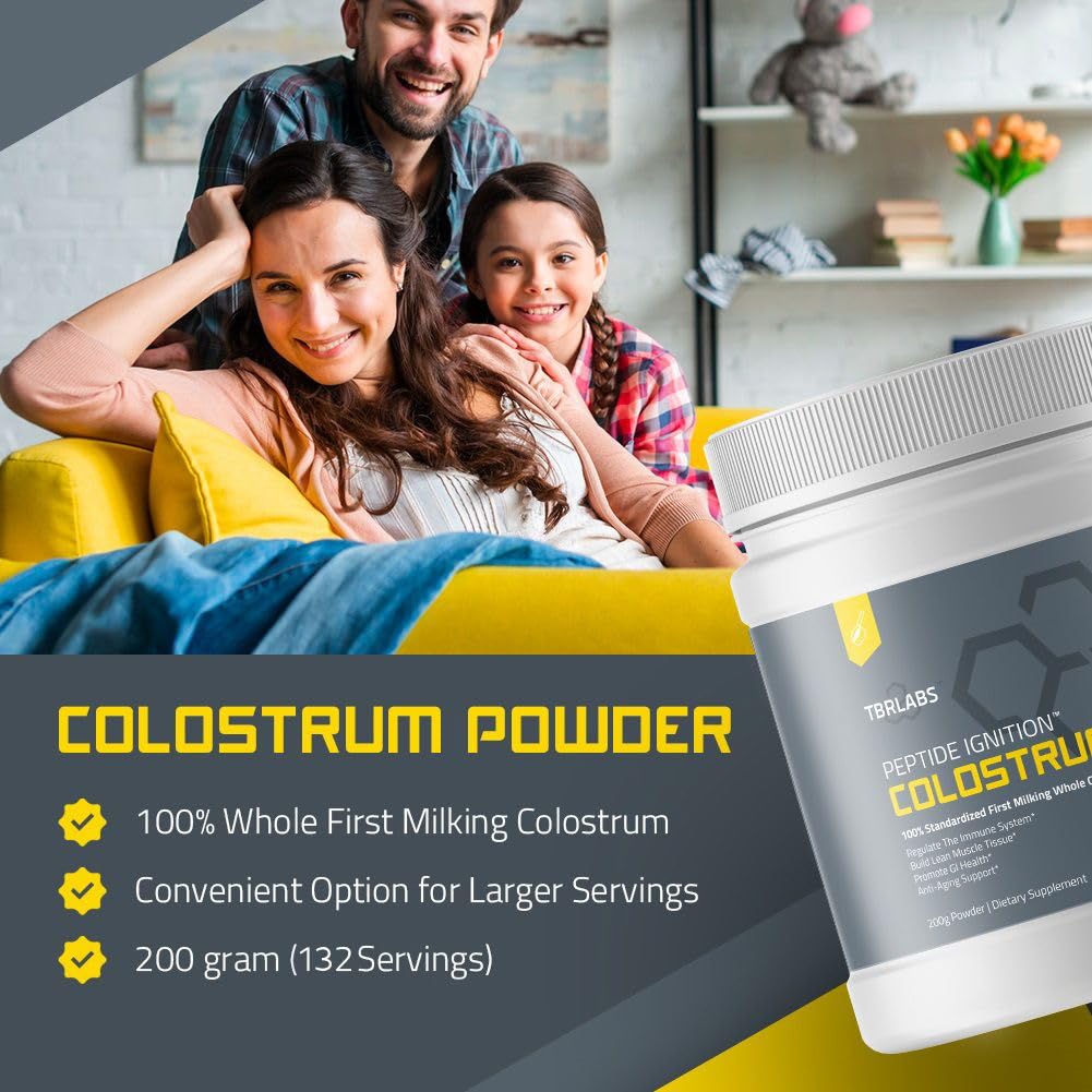 TBR Labs Colostrum Powder Grass Fed 100% First Milking, Gut Health & Immunity Support, Skin & Hair, 132 Servings