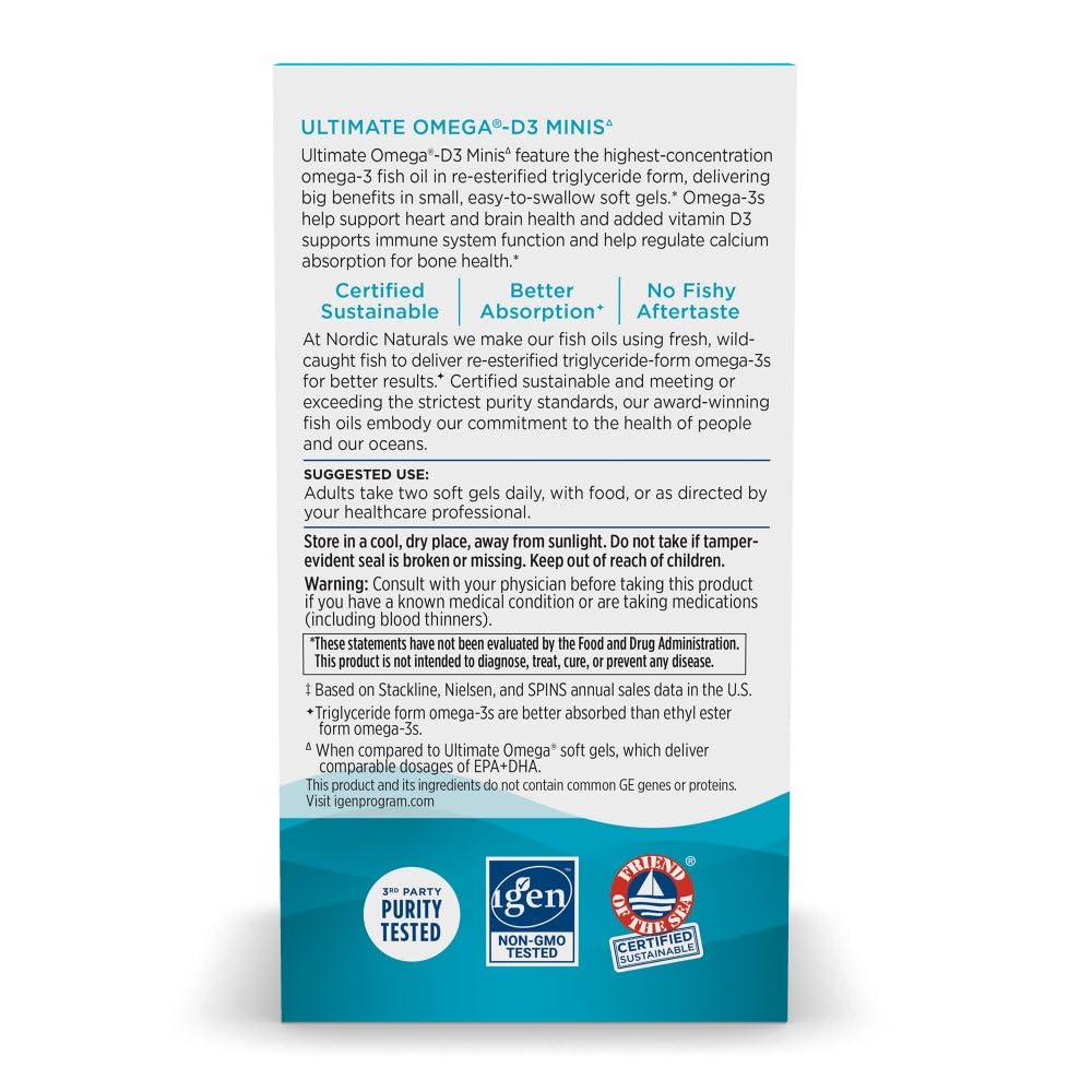 Nordic Naturals Ultimate Omega Mini D3 Soft Gels 60 Count