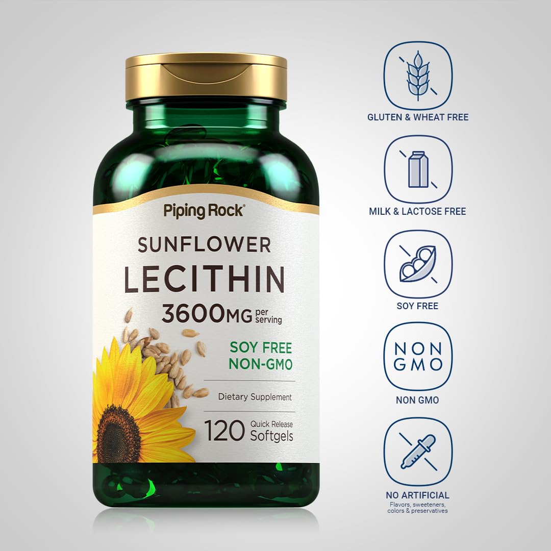 Piping Rock Sunflower Lecithin Softgel Capsules, 120 Count