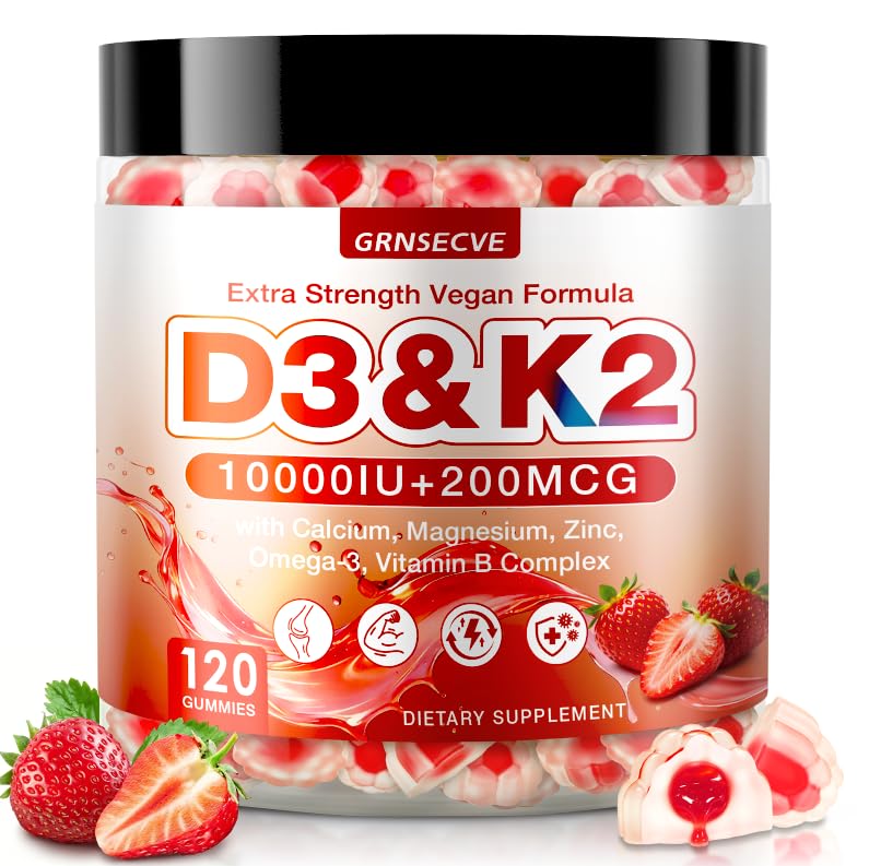 GRNSECVE Vitamin D3 K2 Gummies 120 Count