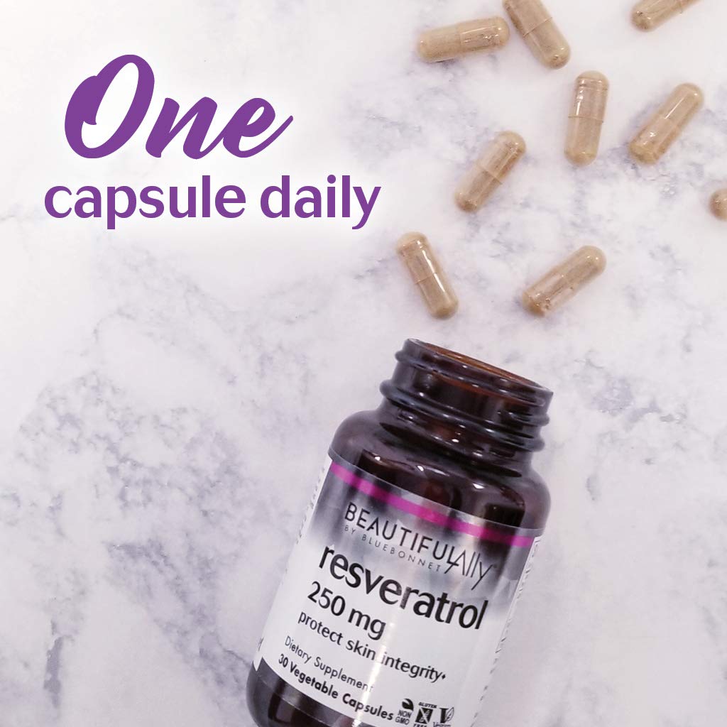 BlueBonnet Beautiful Ally Resveratrol 250mg Capsules, 60 Count