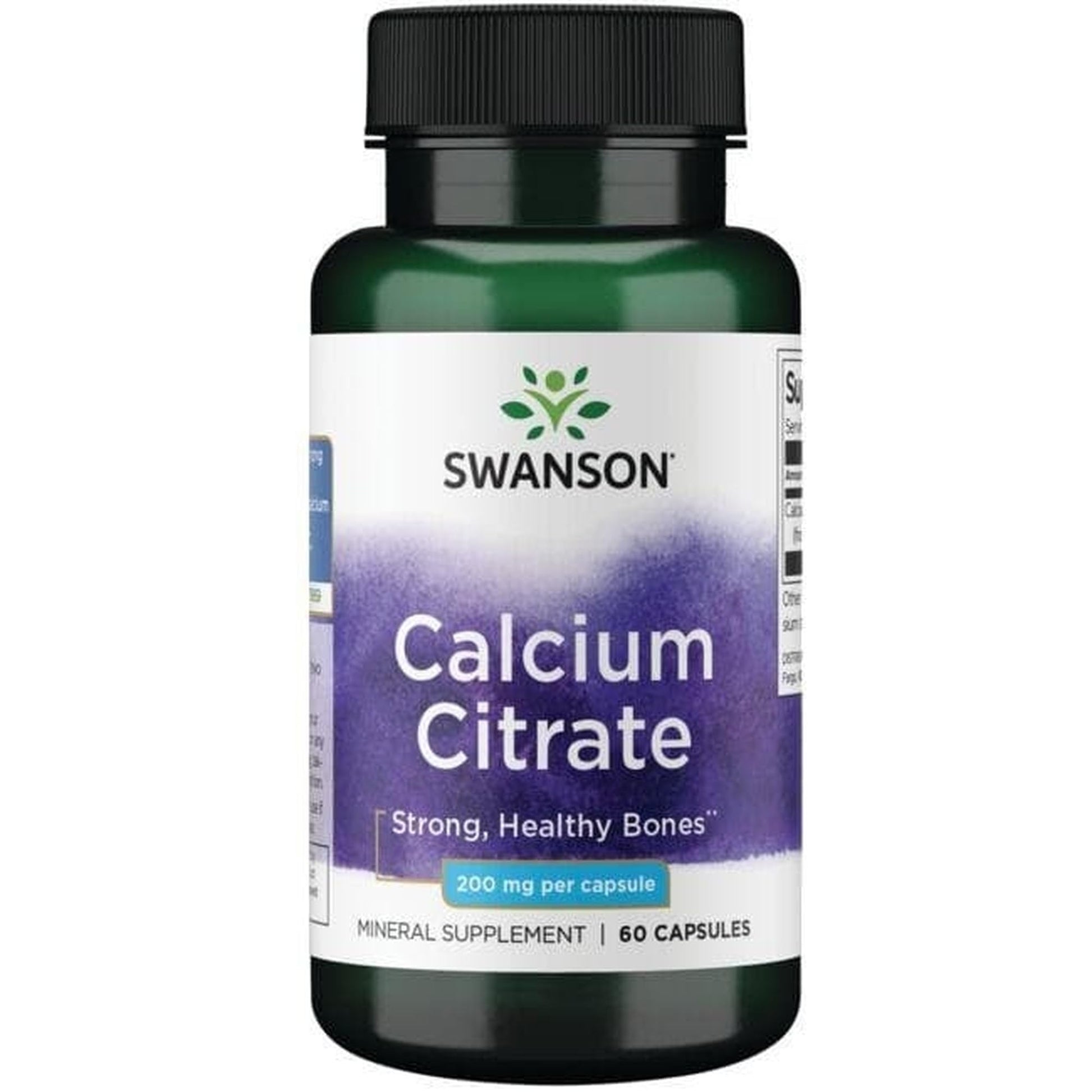 Swanson Calcium Citrate 200 mg Capsule, 60 Count