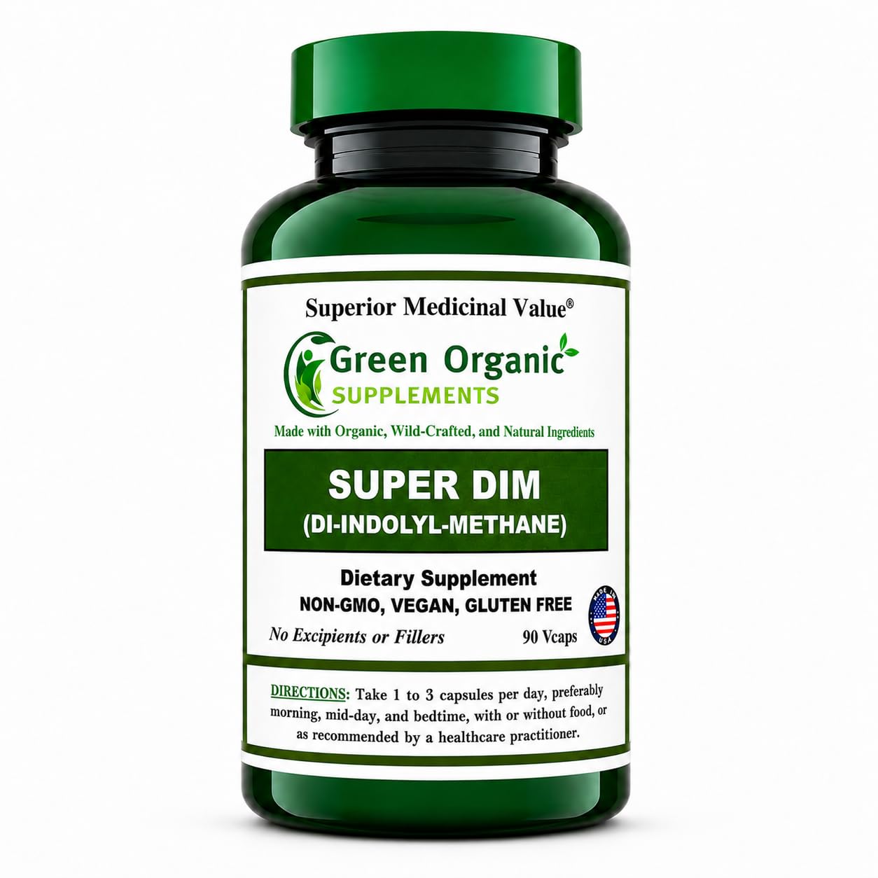 Green Organic Supplements DIM, Diindolylmethane, Indole-3-Carbinol, Broccoli 90 Capsules