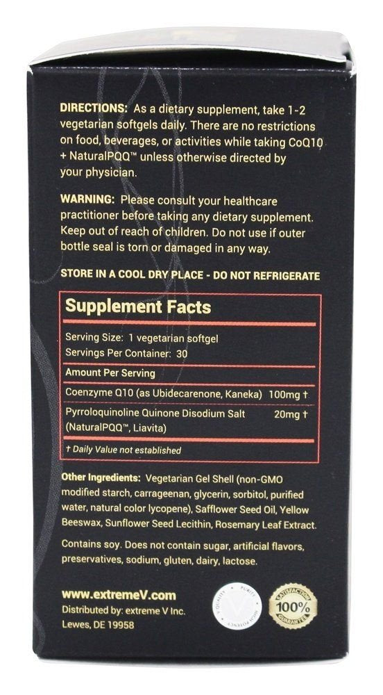 Extreme V, Inc CoQ10 Plus Natural PQQ Softgels 30