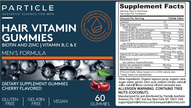 Particle Men's Hair Gummies, 60 Gummies