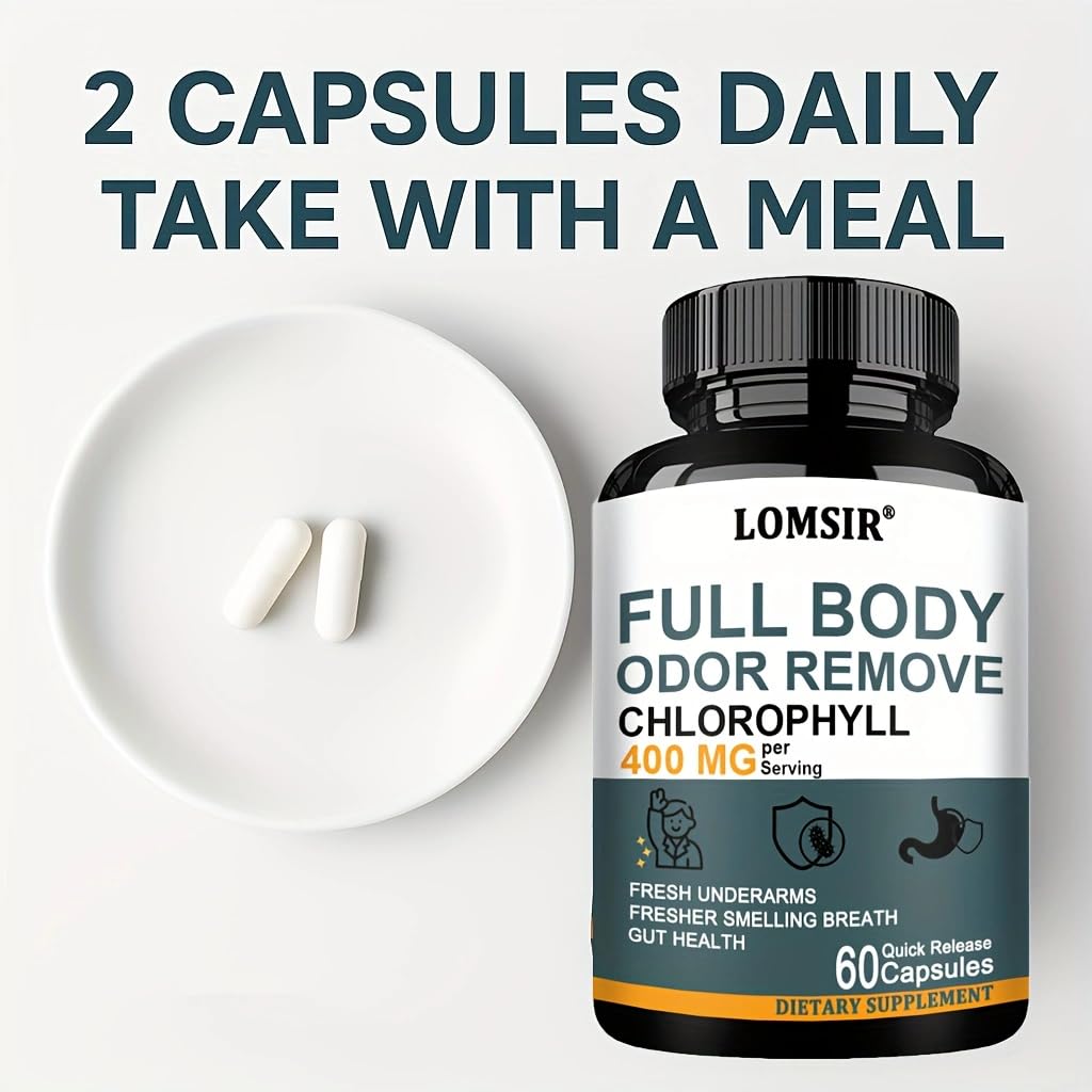 LOMSIR Body Deodorizing Chlorophyll Capsules, 60 Count