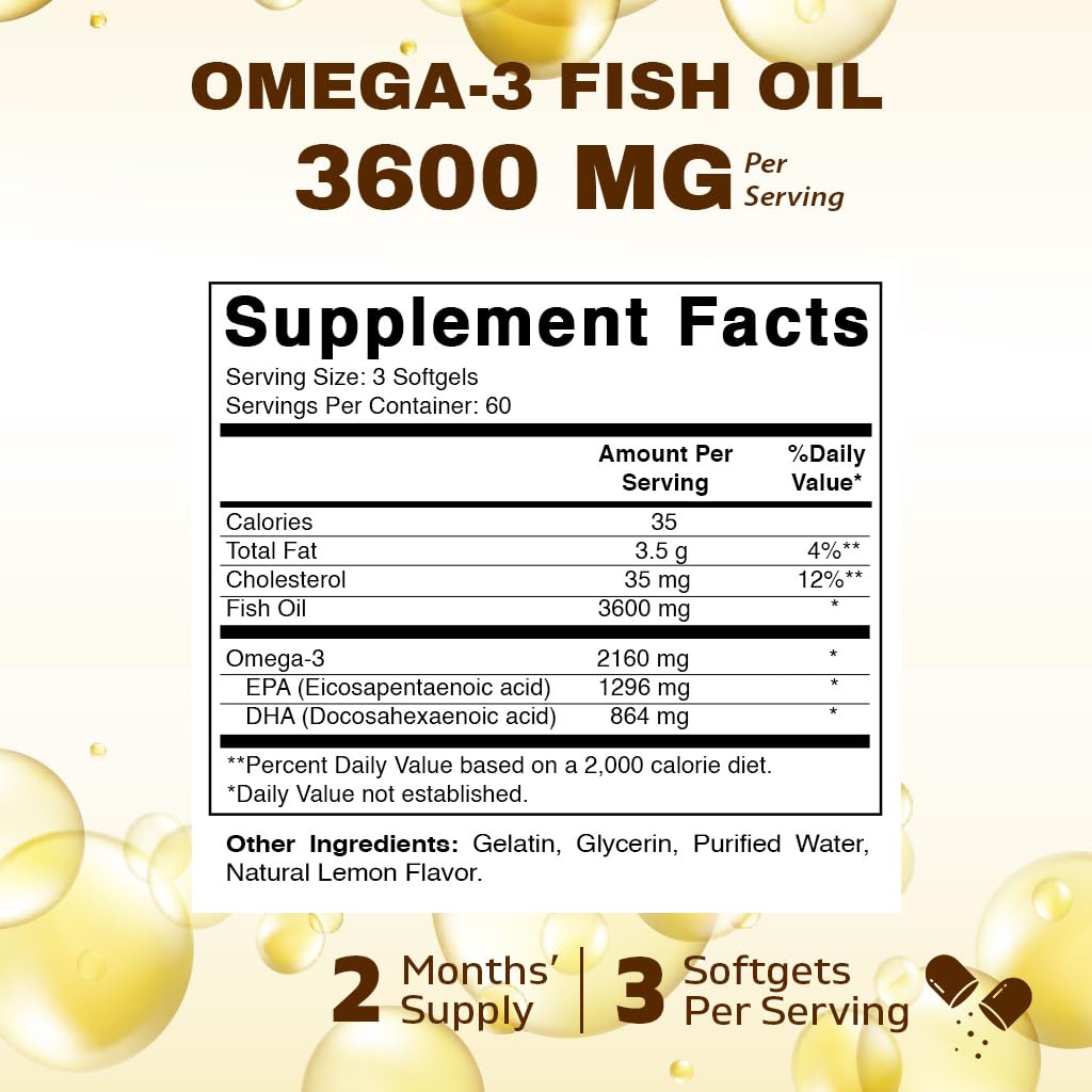 Vitamatic Triple Strength Omega-3 Fish Oil Softgels, 180 Count