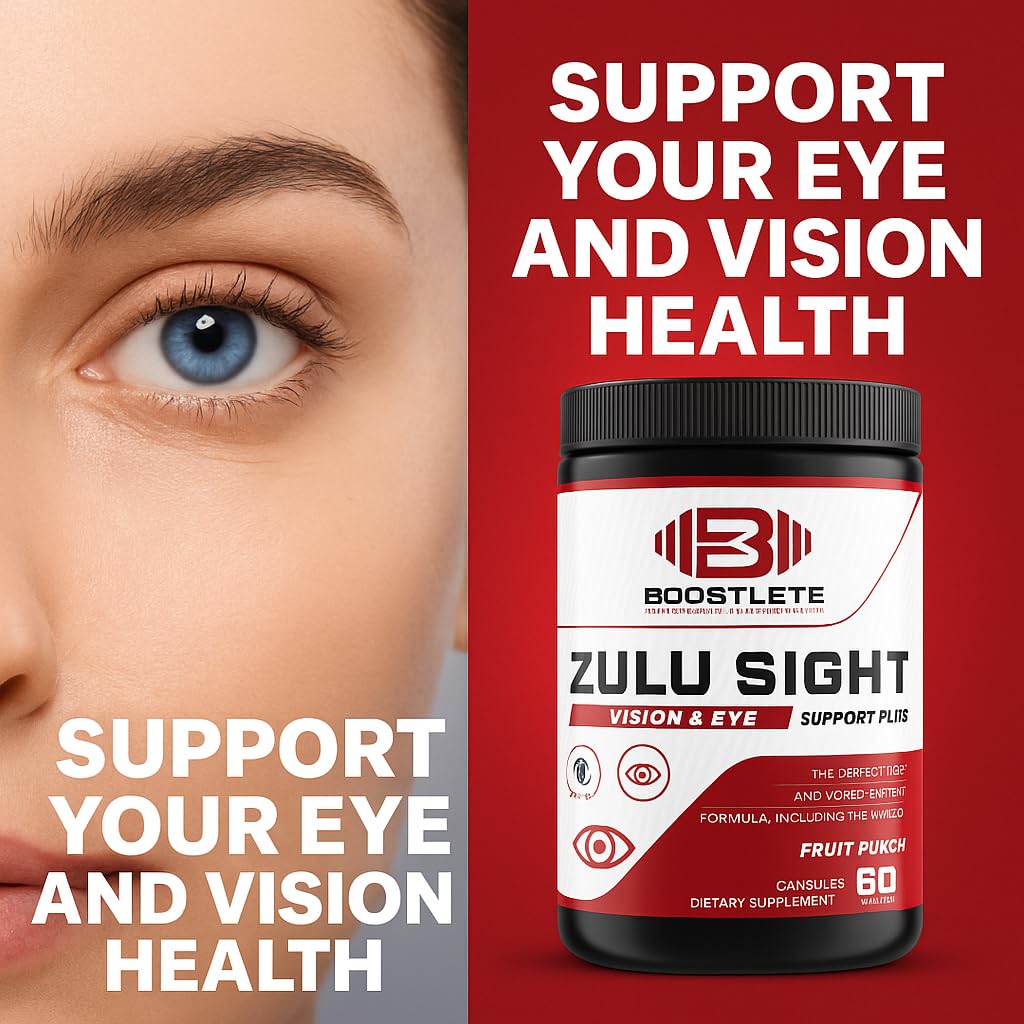 Boostlete Zulu Sight Vision & Eye Support Supplement with Lutein Zeaxanthin Bilberry & Greens Blend 60 Capsules