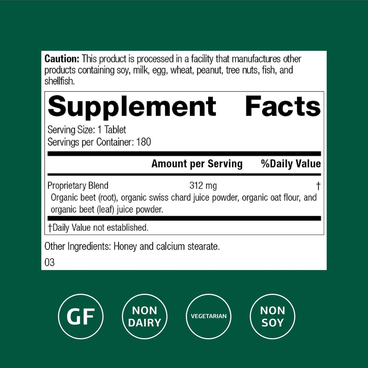Standard Process Inc. Betafood Digestive & Intestinal Supplement Tablets 180