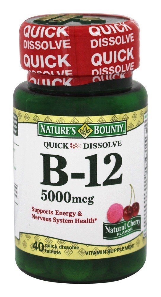 Nature's Bounty Vitamin B-12 5000 mcg Quick Dissolve Tablets, 80 Tablets