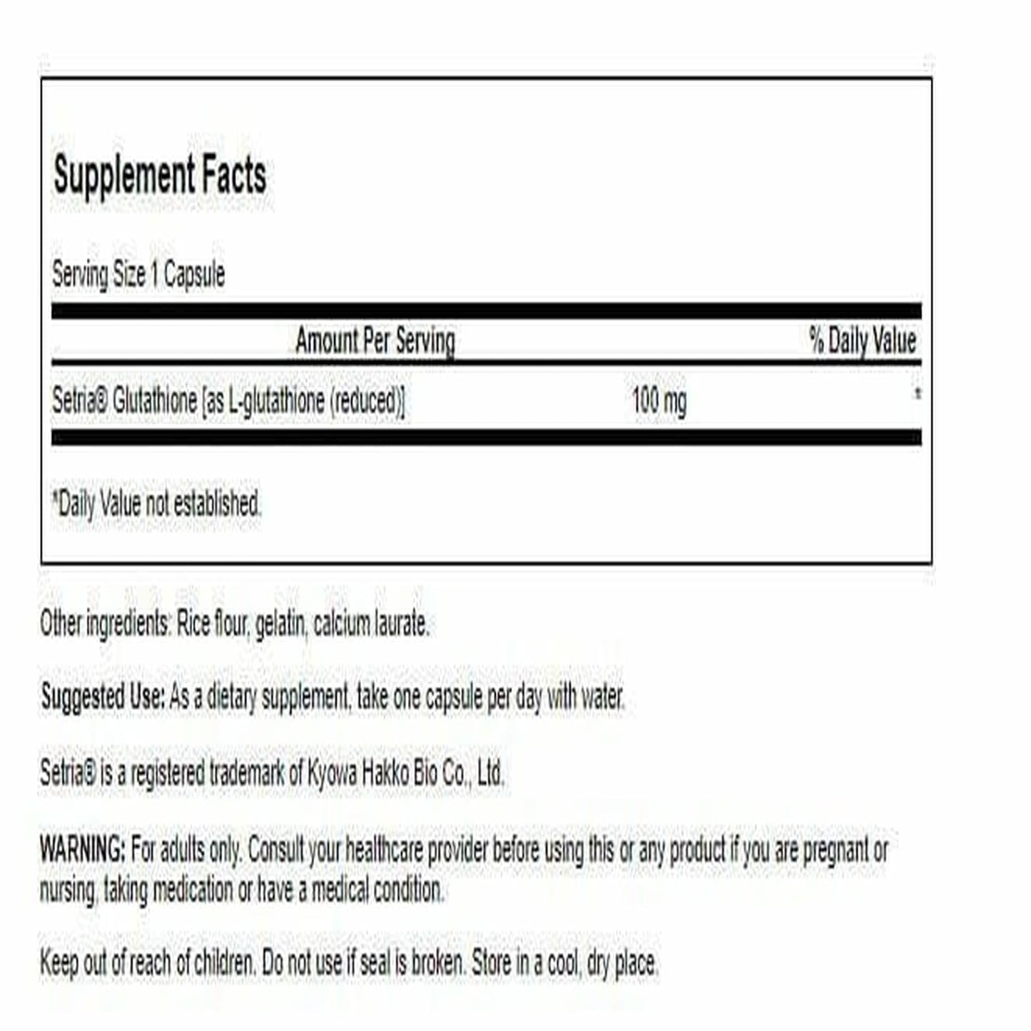 Swanson Amino Acid L-Glutathione 100 Milligrams, 200 Capsules