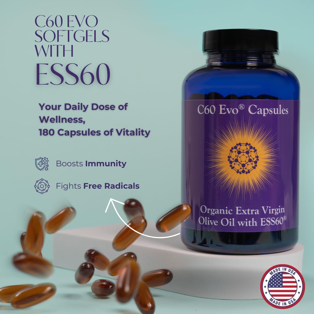 C60 Evo ESS60 Extra Virgin Olive Oil Softgel Capsules, 180 Softgels