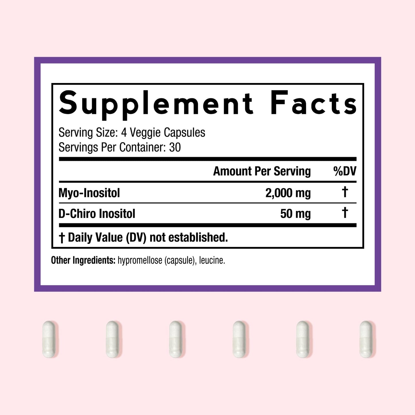 Doctor's Recipes Inositol Supplement for Women, Myo-Inositol & D-Chiro Inositol Capsules, 2050mg per Serving, Ideal 40:1 Blend, 120 Capsules