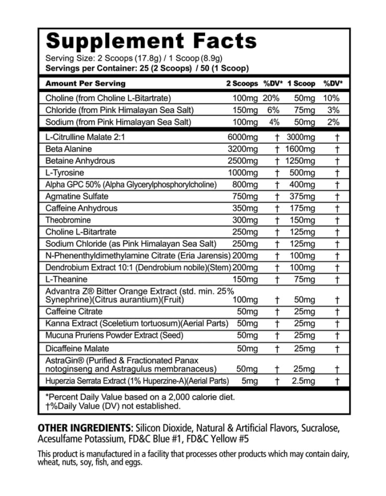 Underground Bio Labs Panda Supps Rampage Extreme Pre-Workout High Stim Maximum Pump Focus and Energy Powder, 15.69 Ounce