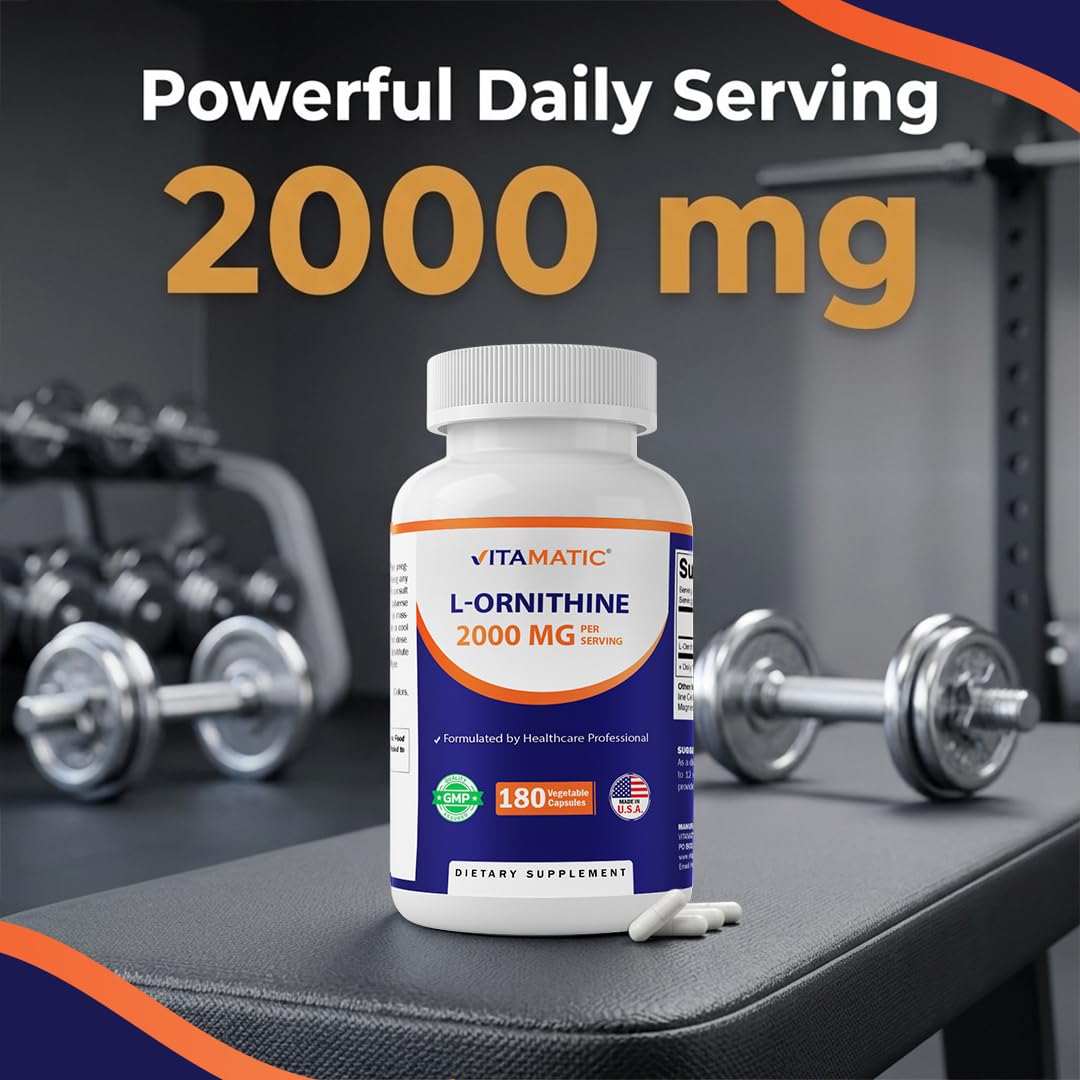 Vitamatic L-Ornithine 2000 mg Per Serving, 180 Capsules