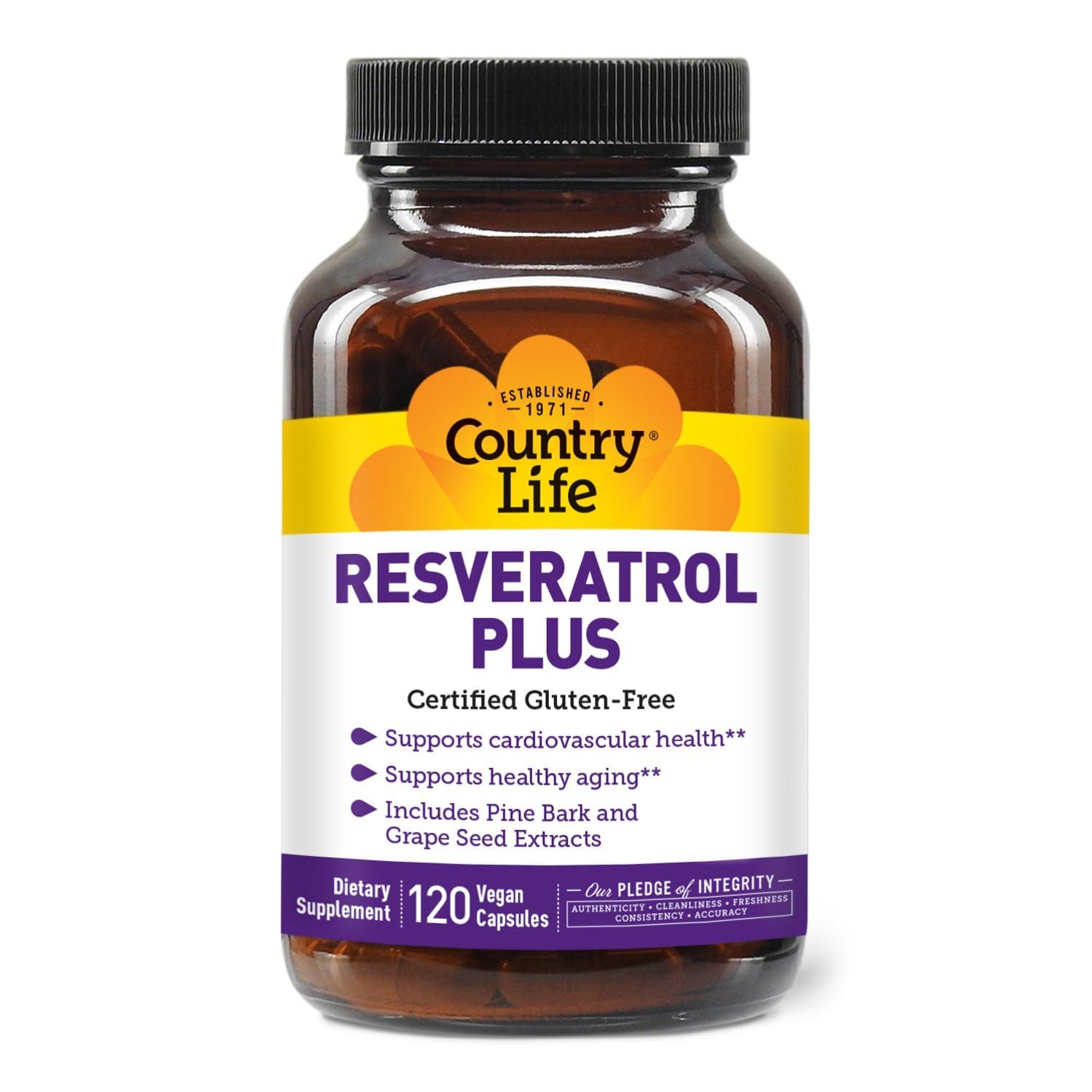Country Life Resveratrol Plus 1000mg, 120 Capsules