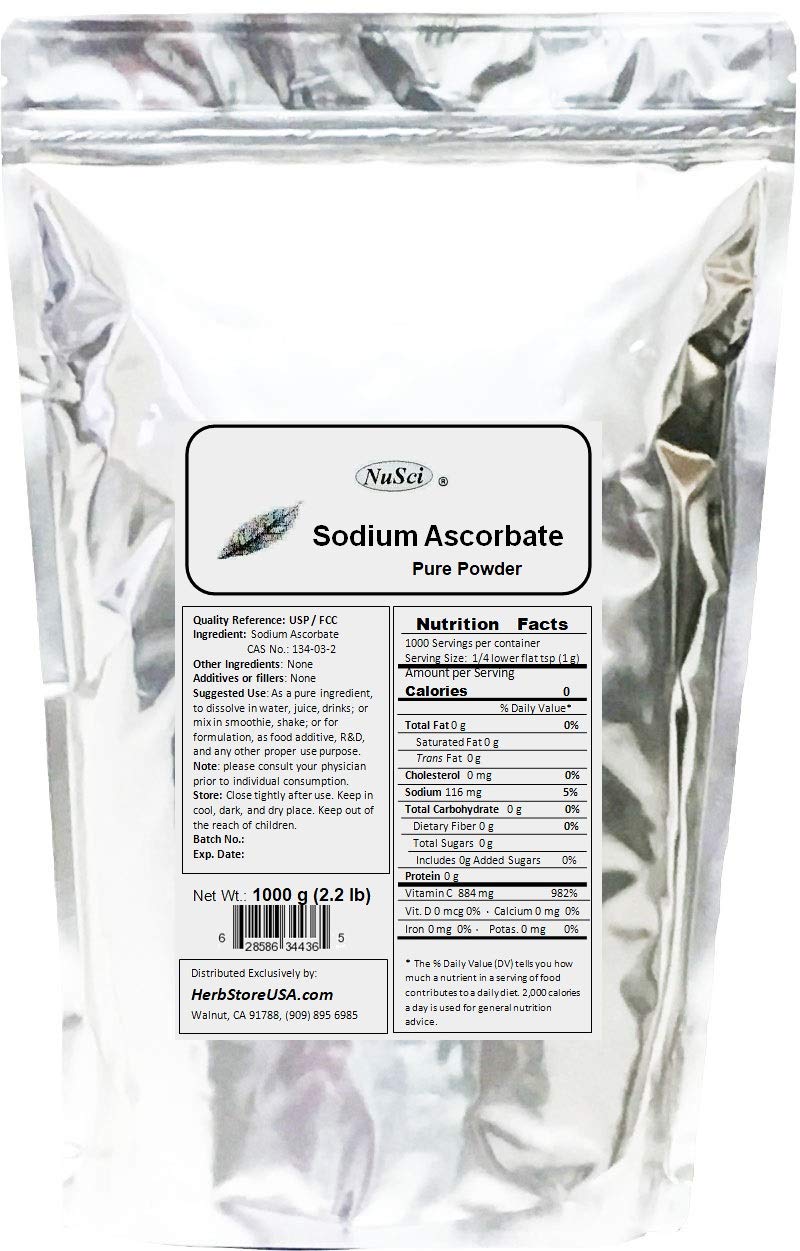 NuSci Sodium Ascorbate Pure Powder 35.27 Ounces
