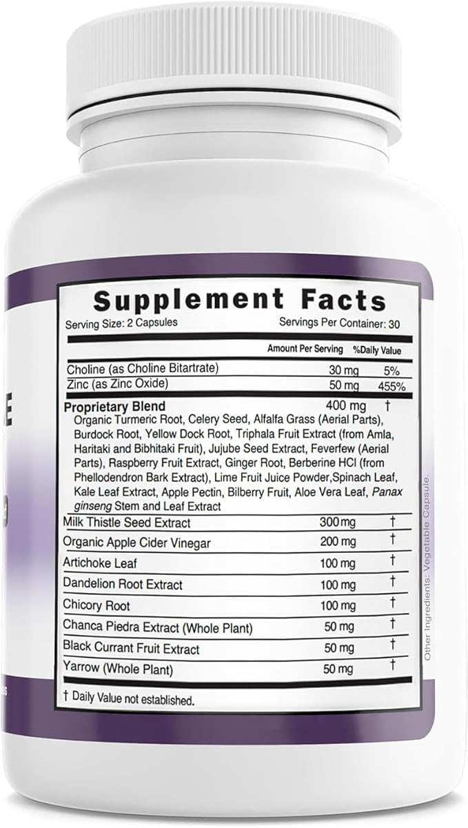 VITAMIZED Liver Cleanse Detox & Repair Fatty Liver Supplements 28-in-1 Advanced Herbal Liver Health Supplement Formula - Milk Thistle Silymarin, Artichoke Extract, Dandelion & Apple Cider Vinegar, 60 Capsules