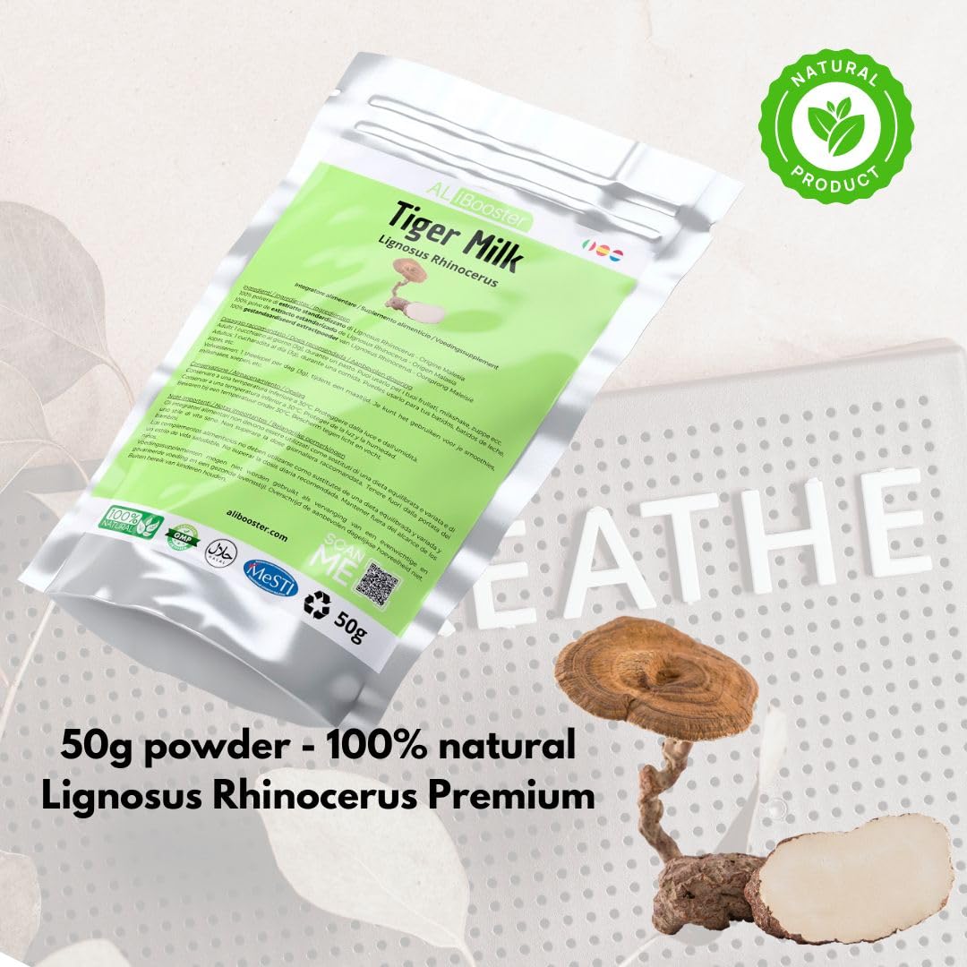ALIBOOSTER Lignosus Mushroom Standardized Pure Extract Powder Tiger Milk 50g 1.77 oz